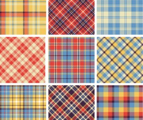 Plaid fabric patterns seamless vector 19