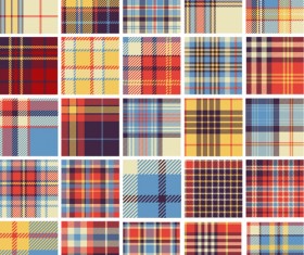 Plaid fabric patterns seamless vector 20