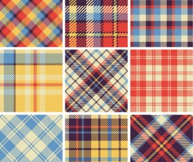 Plaid fabric patterns seamless vector 23