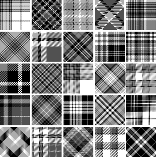 Plaid fabric patterns seamless vector 25