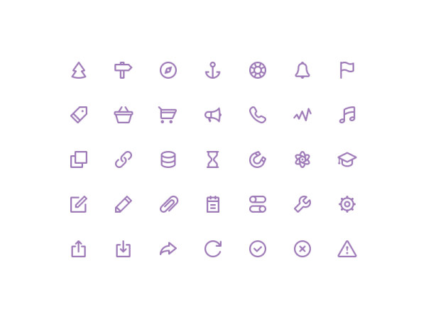 Purple UI outline icons