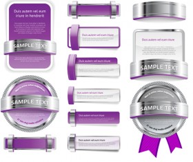 Purple meatl website banners set vector