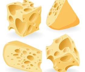 Realistic cheese icons vector material