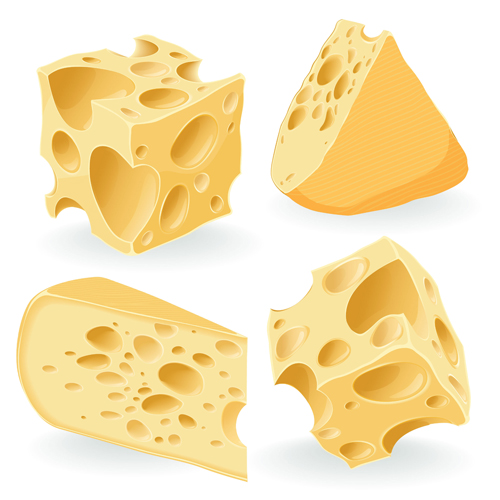 Realistic cheese icons vector material