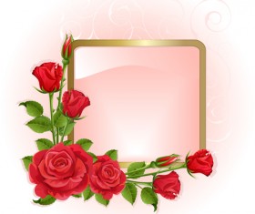 Red peonies photo frame vector