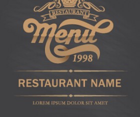 Restaurant menu cover gray vector