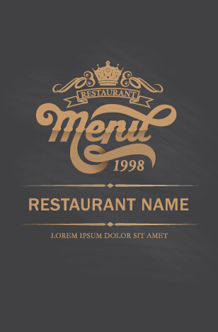 Restaurant menu cover gray vector