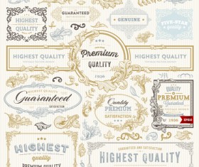 Retro elements ornaments and labels creative vector 01