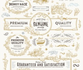 Retro elements ornaments and labels creative vector 02