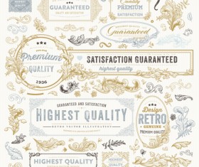 Retro elements ornaments and labels creative vector 05