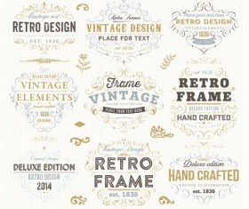 Retro elements ornaments and labels creative vector 06