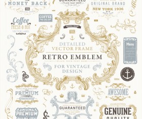 Retro elements ornaments and labels creative vector 07