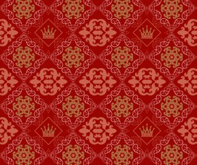 Retro floral with crown vector seamless pattern 01