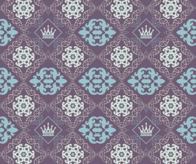 Retro floral with crown vector seamless pattern 02