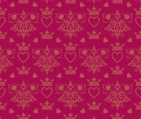 Retro floral with crown vector seamless pattern 04