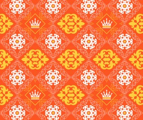 Retro floral with crown vector seamless pattern 06