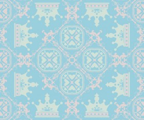 Retro floral with crown vector seamless pattern 07