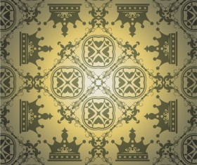 Retro floral with crown vector seamless pattern 09