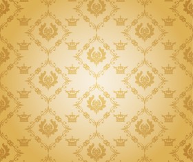 Retro floral with crown vector seamless pattern 10