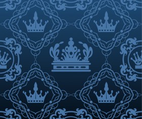 Retro floral with crown vector seamless pattern 12