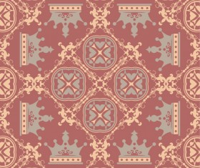 Retro floral with crown vector seamless pattern 13