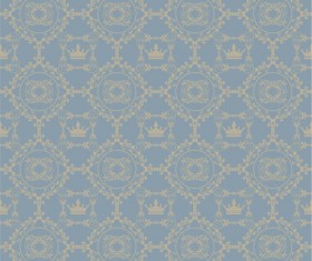 Retro floral with crown vector seamless pattern 14