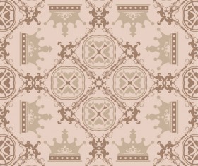 Retro floral with crown vector seamless pattern 15