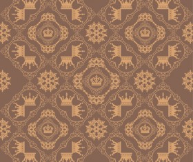 Retro floral with crown vector seamless pattern 16