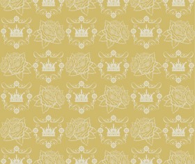 Retro floral with crown vector seamless pattern 17
