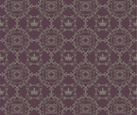 Retro floral with crown vector seamless pattern 18