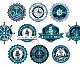 Retro styles nautical labels vector material 02