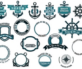 Retro styles nautical labels vector material 03