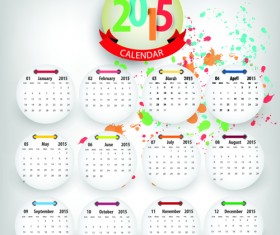 Round cards calendar 2015 vector 01
