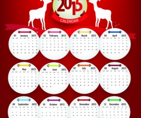 Round cards calendar 2015 vector 02