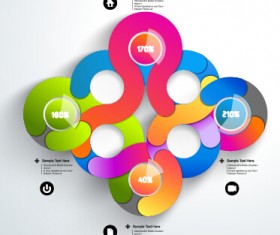 Round colored infographics and diagram vector template 02