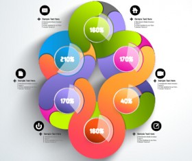 Round colored infographics and diagram vector template 03