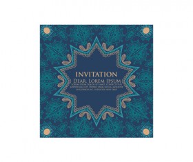 Round floral pattern invitation cards vector material 01