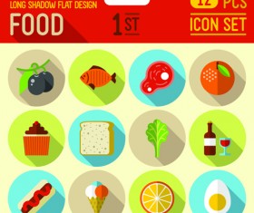 Round food icons flat vector 01