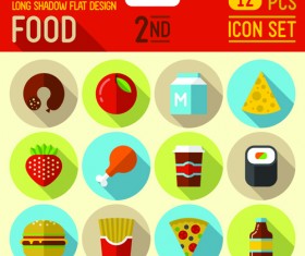 Round food icons flat vector 02