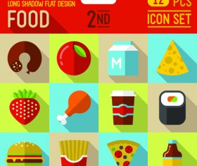 Round food icons flat vector 03