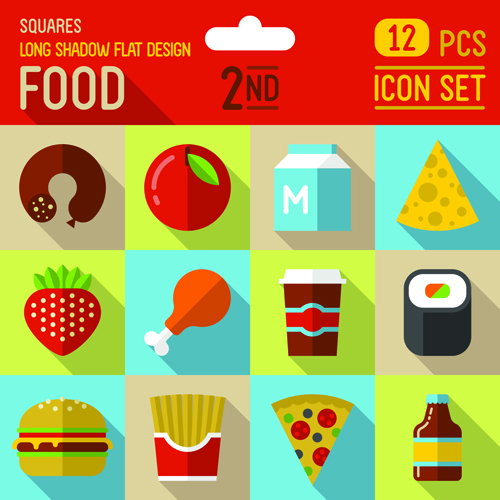 Round food icons flat vector 03
