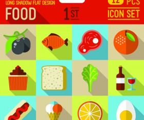 Round food icons flat vector 04