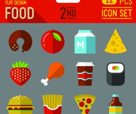 Round food icons flat vector 05