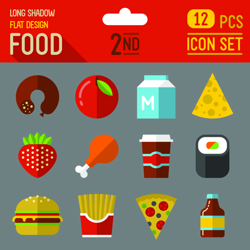Round food icons flat vector 05