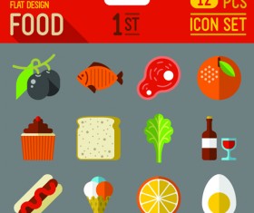 Round food icons flat vector 06