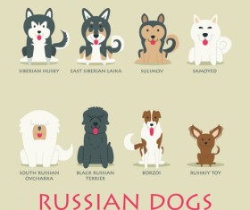 Russian dogs vector icons material