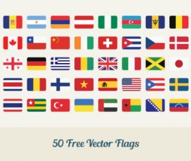 Set of 50 free vector flags