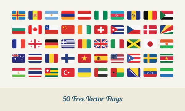 Set of 50 free vector flags