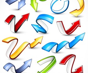 Shiny 3D arrows colored vector 02