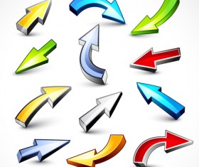 Shiny 3D arrows colored vector 03